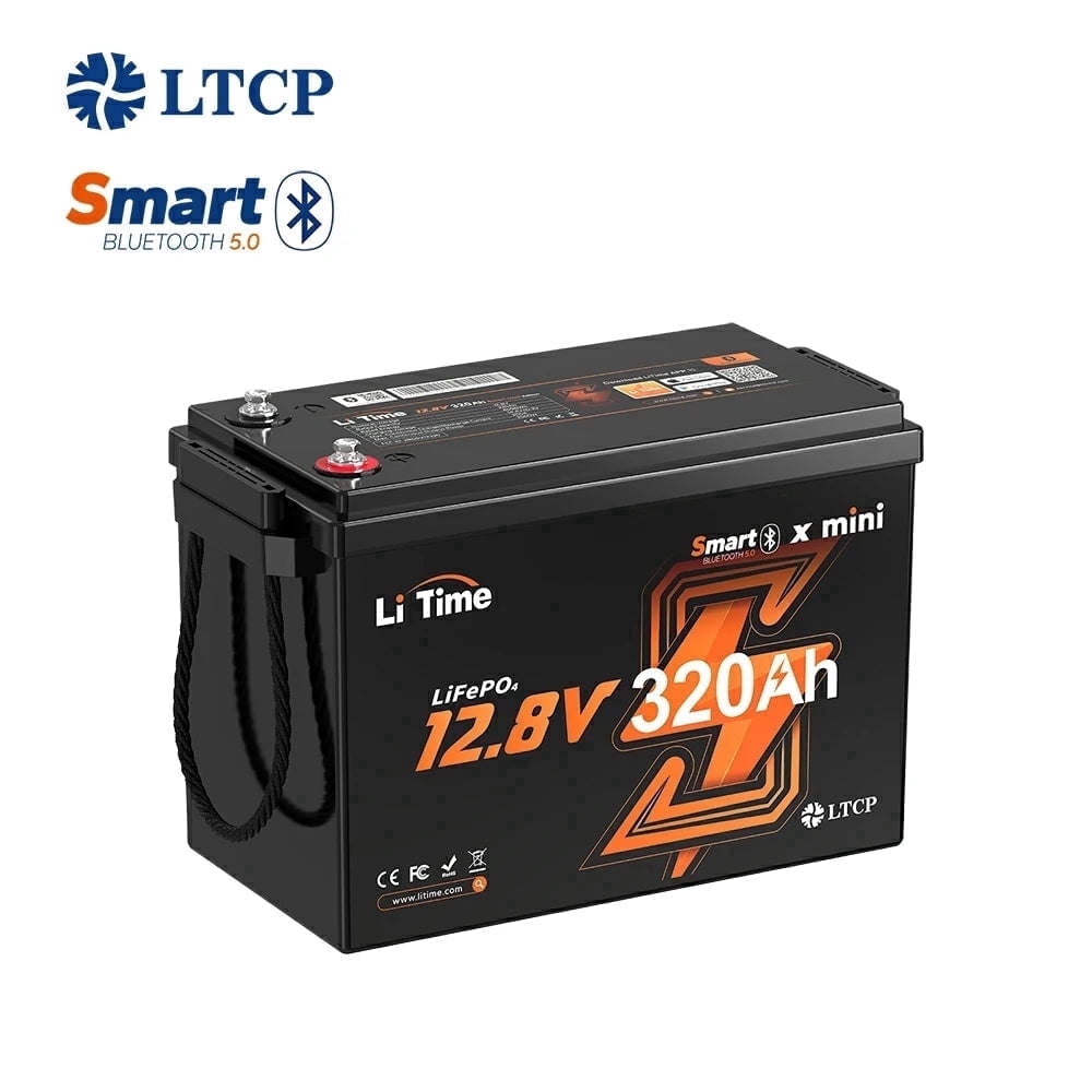 LiTime 12V 320Ah Mini Lithium LiFePO4 RV Battery with Bluetooth, Max 15000 Deep Cycles Battery, 4096Wh Energy Perfect for Camper, Trailer, Van, Truck, Solar, Marine.