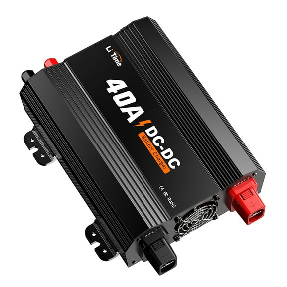 LiTime 12V 40A DC to DC Battery Charger fit for 12V LiFePO4, Lead-Acid, SLA, Gel, AGM and Calcium Batteries, 3-Stage Charger for RVs, Boats and Yachts