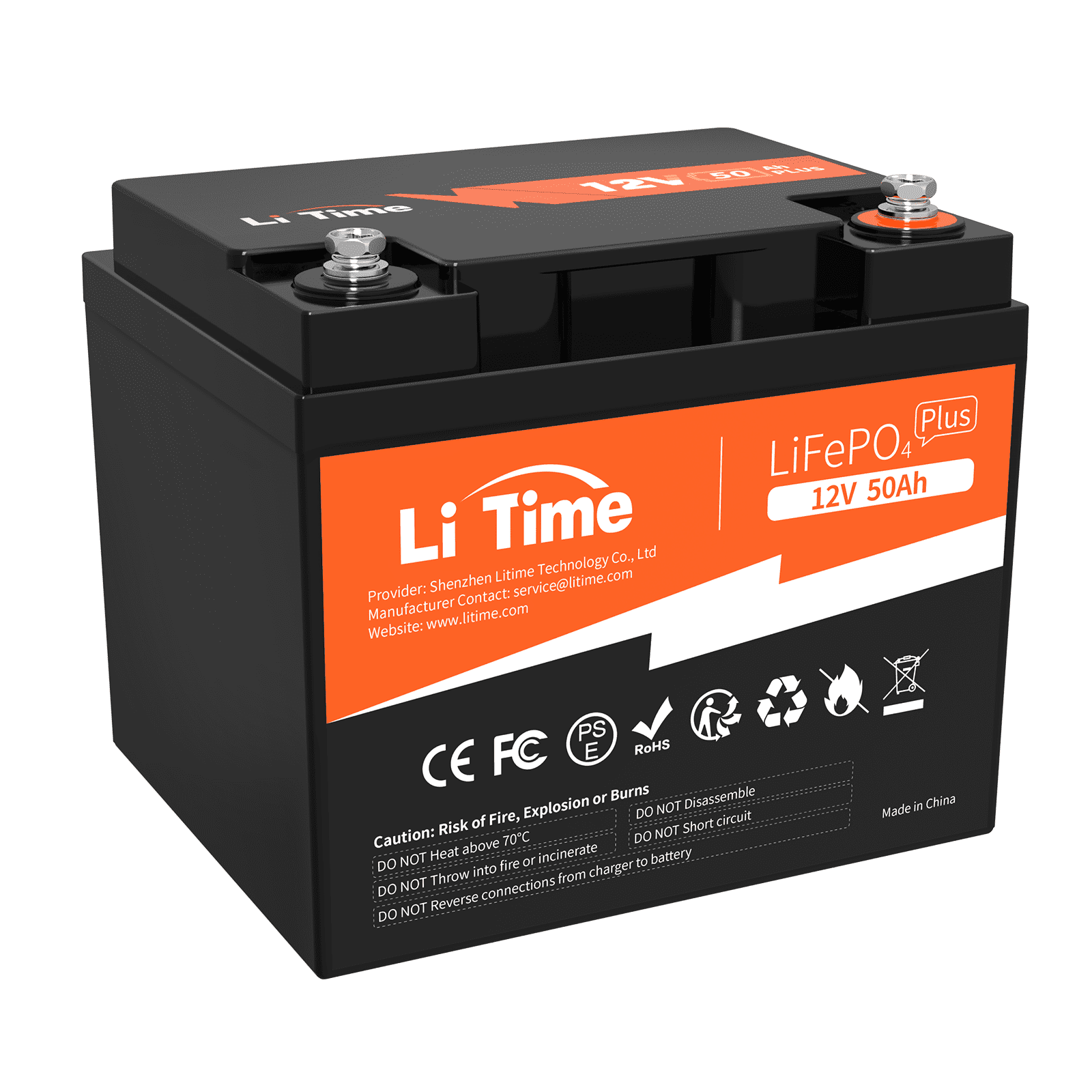 LiTime 12V 50Ah LiFePO4 Lithium Ion Battery, 4000+ Cycles, Lighter LiFePO4  Battery for Camping Trolling Motor Boat 