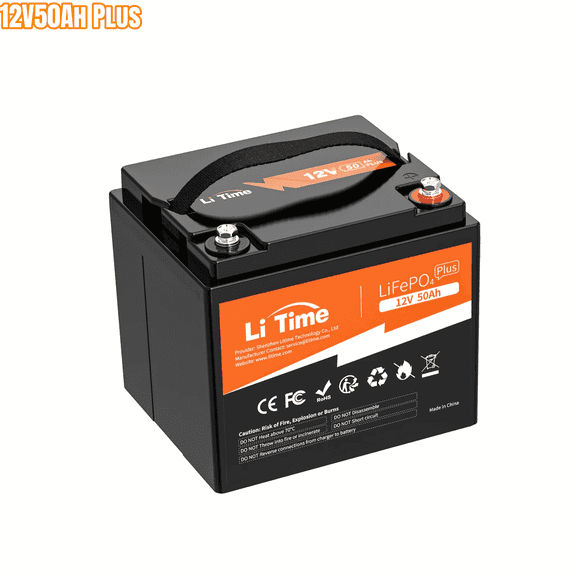 LiTime 12V 50Ah Lithium LiFePO4 RV Battery, Max. 15000 Deep Cycle Battery, Perfect for Camper, Van, Travel, Trailer, Marine, Trolling Motor