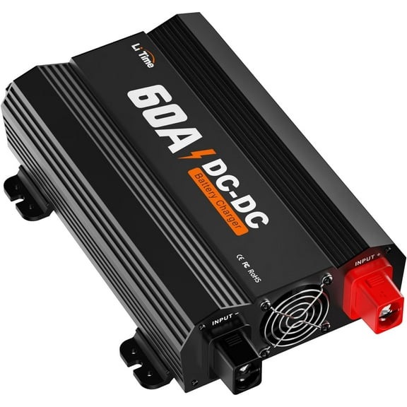 LiTime 14.6V 60A DC to DC Battery Charger fit for 12V LiFePO4, Lead-Acid, SLA, Gel, AGM and Calcium Batteries. 3-Stage Charger for Wide Range Application, RVs, Boats and Yachts