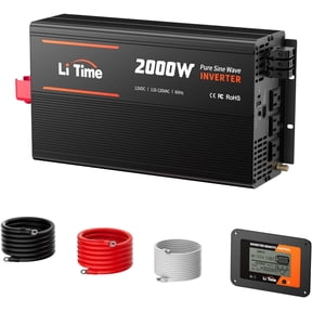 LiTime 2000W Pure Sine Wave Inverter 12V DC to 120V AC Converter with Remote Control, Surge 4000W, Built-in 4 AC Outlets, USB Port, Type-C Port for Home, RV, Camping, Off-Grid, Solar Power