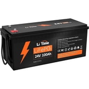 LiTime 24V 100Ah LiFePO4 Battery 100A BMS Max. 2560W Rechargeable Lithium Battery for Camper