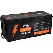 LiTime 24V 100Ah LiFePO4 Battery 100A BMS Max. 2560W Rechargeable Lithium Battery for Camper