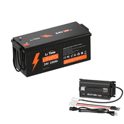 LiTime 24V 100Ah LiFePO4 Lithium Battery with 24V 20A Charger, 4000+ Deep Cycle, Built-in 100A BMS for RV, Trolling Motor, Marine, Solar, Off-grid