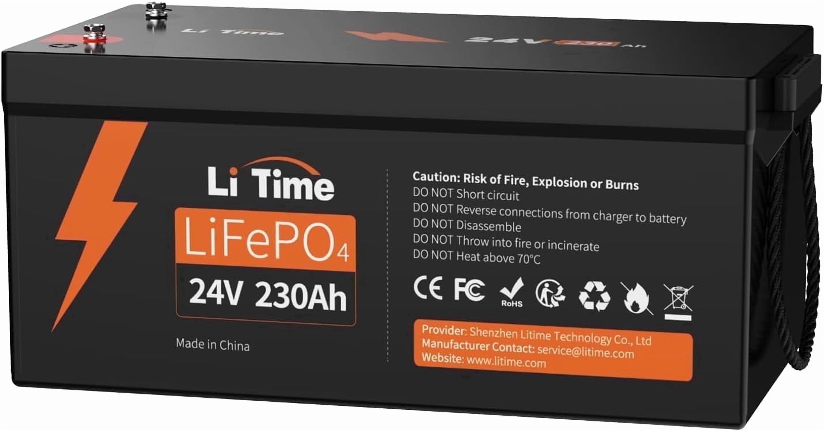 LiTime 24V 230Ah LiFePO4 Battery 5888W IP65 Lithium Iron Battery for Solar Back up Energy Marine
