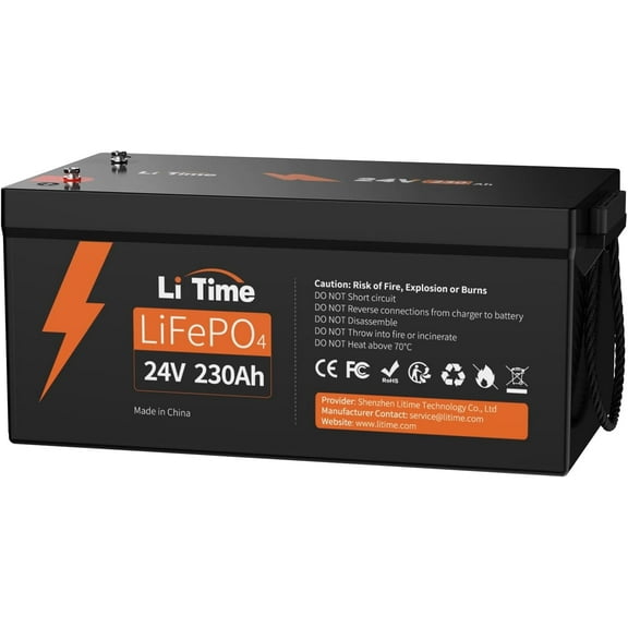 LiTime 24V 230Ah LiFePO4 Battery 5888W IP65 Lithium Iron Battery for Solar Back up Energy Marine