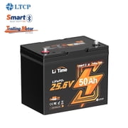LiTime 24V 50Ah Group24 Lifepo4 Battery, Built In 50A BMS, Deep Cycle With Bluetooth 5.0 & Low Temperature Cut-Off Protection For Trolling Motors, Yacht, Boat
