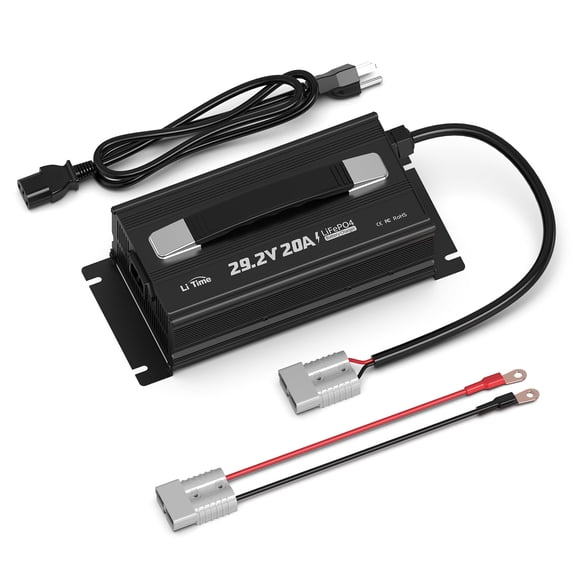 LiTime 29.2V 20A LiFePO4 Battery Charger with LED Indicators, 4 Built-in Safety Protections Support 0V Charging Function for 24V LiFePO4 Battery