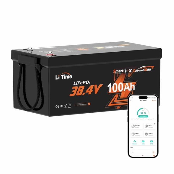 LiTime 36V 100Ah OBM Bluetooth Low-Temp Protection LiFePO4 Battery, 100A BMS, Deep Cycle Lithium Ion Battery Perfect for Trolling Motors, Yachts, Boats, RV