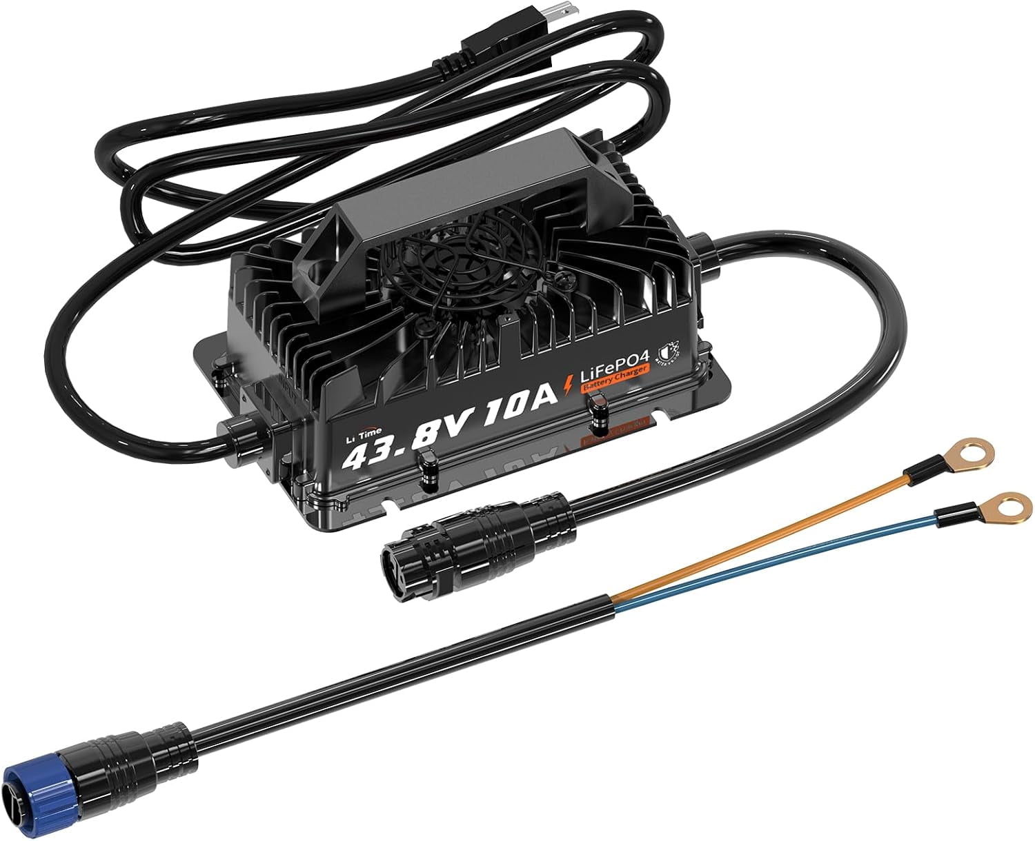 LiTime 36V (43.8V) 10A LiFePO4 Lithium Battery Charger IP66 Waterproof Wide Applications for Golf Cart, RV
