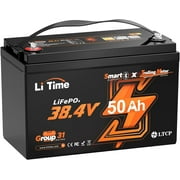 LiTime 36V 50Ah TM Bluetooth Low-Temp Protection LiFePO4 Battery 50A BMS, Deep Cycle Group31 Lithium Iron Phosphate Battery for Trolling Motors Marine Boat Home Energy