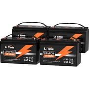 LiTime 4 Packs 12V 100Ah LiFePO4 Battery 100A BMS 1280Wh Deep Cycle Lithium Battery for RV Solar