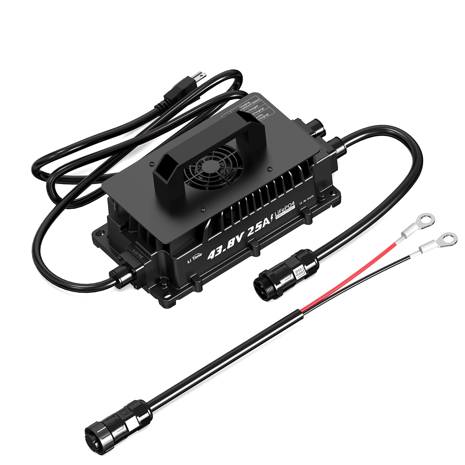 LiTime 43.8V 25A Lithium Battery Charger for 36V(38.4V) LiFePO4 Lithium Battery, IP65 Waterproof Wide Applications for Golf Cart, RV, 36V Trolling Motor