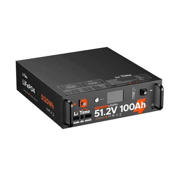 Litime 51.2V 100Ah LiFePO4 Battery for Home Storage, Energy Solution - 5.12kWh Capacity, 3U Chassis, 3.5" Touch-Screen, Superior EV-Grade Cells, Off-Grid Easy Installation