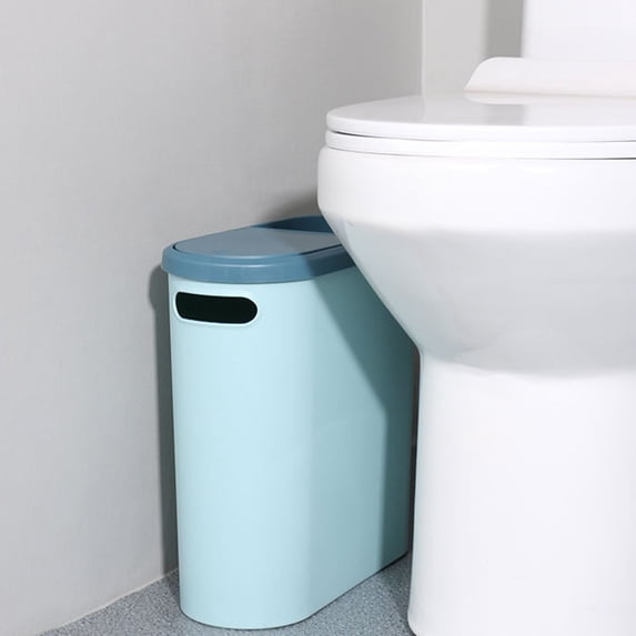 LiUMX 12.4 Gallon Contactless Trash Can with Lid, Large Capacity Slim Plastic Garbage Bin for Bathroom, Kitchen, Office - Pink/Blue/Green
