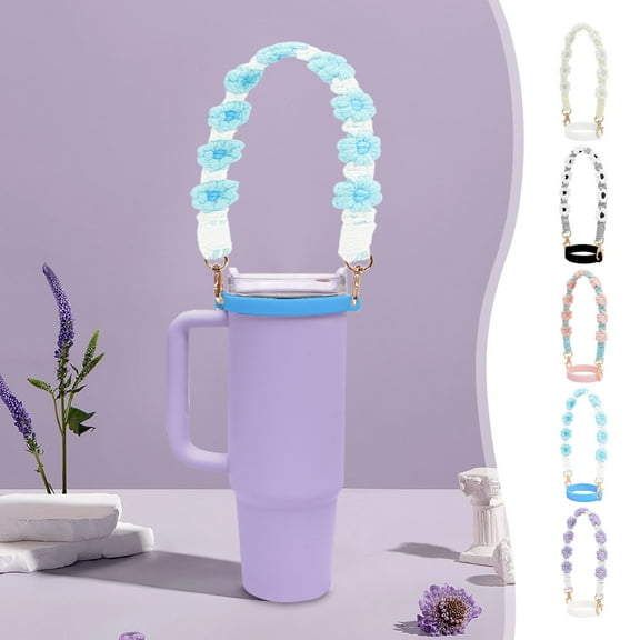LiUMX 2-Pack Flower Water Bottle Lanyard | Adjustable Cup Strap with Pendant | Portable Hanging Rope for Backpacks & Bags | 25cm Length