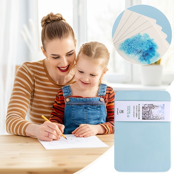 LiUMX 24 Sheets 4x6 Inch Watercolor Postcards, 140lb Fine Grain Paper in Portable Tin Box for Painting, Greeting Cards & Handwritten Notes