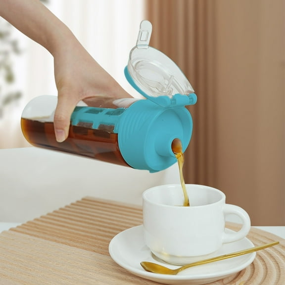 LiUMX 25oz Cold Brew Bottle & Tea Infuser, Leak-Proof Portable Coffee Cup with Built-in Strainer, Heat-Resistant Plastic, Easy Carry Design, Blue/White