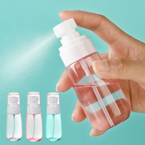 LiUMX 2oz Fine Mist Spray Bottle | Refillable Travel Size Container for Perfume & Hair | Blue, Pink, Clear Plastic Bottle with Leak-Proof Cap