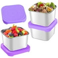 thumbnail image 1 of LiUMX 3-Pack 6oz Stainless Steel Snack Containers | Leakproof Metal Food Storage with Silicone Lids | Small Portion Control Containers for Kids Lunch, Office & Travel, 1 of 5