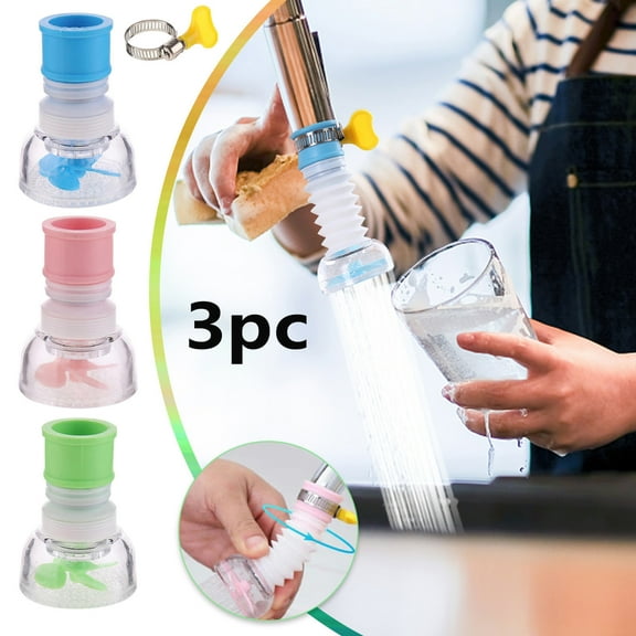 LiUMX 3-Piece Kitchen Faucet Water-Saving Nozzle Set | Retractable & Rotatable Spray Head with Anti-Splash Design | Easy-Install Plastic & Stainless Steel Aerator Filters