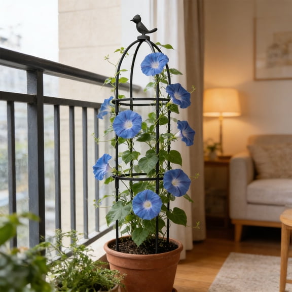 LiUMX 37in Climbing Trellis for Plants, Adjustable Height Plastic Flower Support, Rustproof Outdoor Garden Balcony Vine Bracket in White or Black