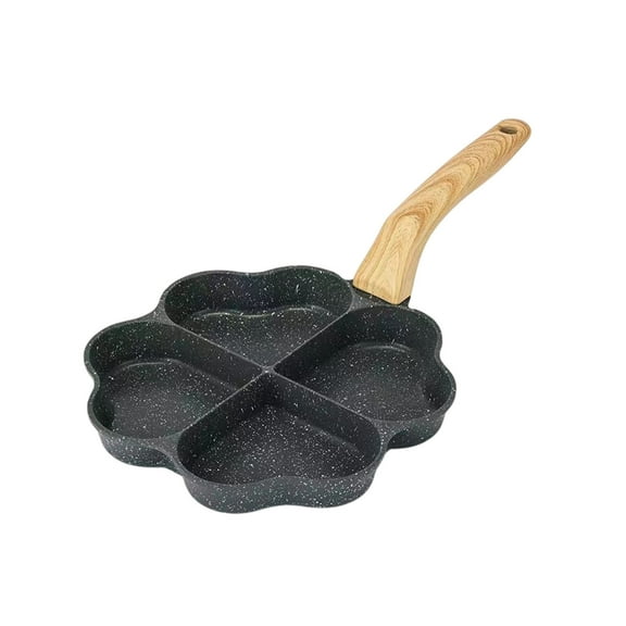 LiUMX 4-Cavity Heart Shaped Mini Omelette Pan, 13.8 in Nonstick Aluminum Breakfast Egg & Dumpling Maker, Gas & Induction Compatible, Black