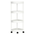 thumbnail image 1 of LiUMX 4-Tier Bathroom Corner Shelf Organizer | White or Black | Plastic & Stainless Steel | 31.5x13.6 Inches | Detachable Wheels & Drainage Holes | Space-Saving Storage Solution, 1 of 4