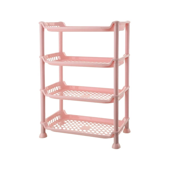 LiUMX 4-Tier Bathroom Storage Rack | Stackable Organizer for Shampoo & Shower Gel Bottles | Kitchen & Bath Countertop Shelf with Drainage Holes | White/Green/Blue/Pink