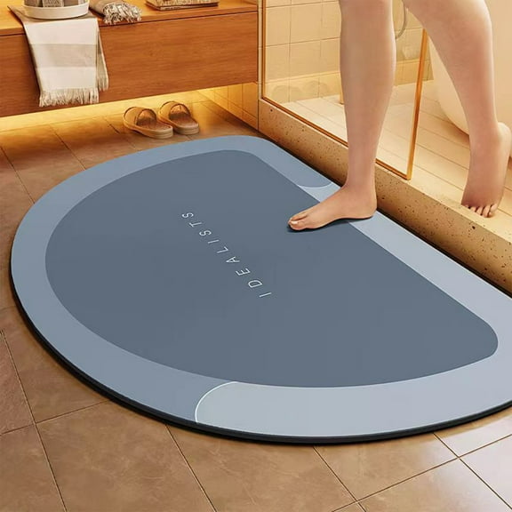 LiUMX 40x60cm Diatomite Bathroom Mat, Polyester Top with Textured Non-Slip Rubber Bottom, Fast Drying Absorbent Floor Mat for Shower Door, Bathtub Exits and Sink Side in Modern Design