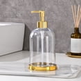 thumbnail image 1 of LiUMX 450ml Hand Sanitizer Dispenser Bottle | Refillable Soap Dispenser for Bathroom & Kitchen | Clear, Gray, Brown & Multicolor Options | 6.7x3.3x3.3 inch Countertop Dispenser, 1 of 5