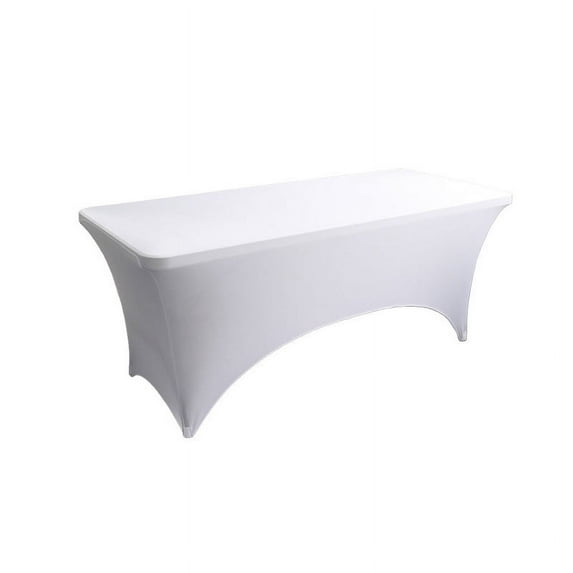 LiUMX 4FT Rectangular Fitted Stretch Tablecloth | Champagne Spandex Table Cover | Washable & Wrinkle-Resistant | For Party Wedding Cocktail Events & Banquet Decorations