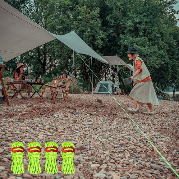 LiUMX 4mm Reflective Tent Guy Ropes | 4-Pack 400cm (13ft) High-Strength Polyester | Camping Tarp Accessories for Outdoor, Hiking & Backpacking - Blue, Red, Green, Yellow