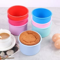 LiUMX 6-Piece Round Silicone Cake Pan Set | Non-Stick Baking Molds for Cupcakes, Cheesecakes & Desserts | 4x4x2.4 Inch Flexible Bakeware | Dishwasher Safe