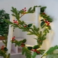 thumbnail image 1 of LiUMX 6ft Pre-Lit Artificial Christmas Garland with Pine Cones, Red Berries & Lights - Indoor Decorative Greenery for Mantle, Staircase & Holiday Decor, 1 of 5