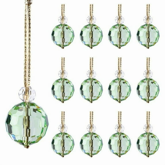 LiUMX 8Pcs Iridescent Mini Christmas Glass Ornaments 4cm Round Crystal Balls with Chain for Tree, Wedding, Home Decor