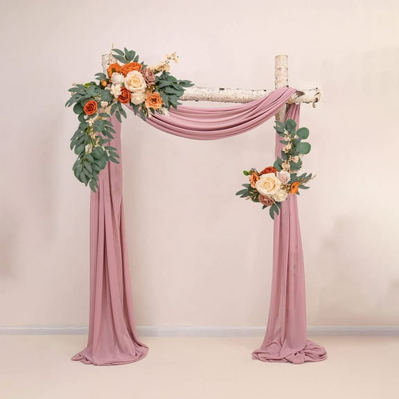 LiUMX Artificial Flower Garland with Clips, 19.68x9.84 Inch Silk Rose Swag for Wedding Arch Decor, Welcome Sign & Party Decoration, Multicolor