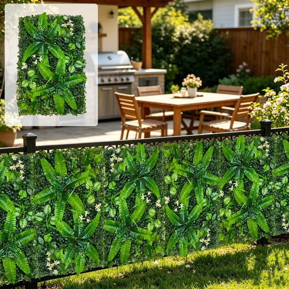 LiUMX Artificial Hedge Fence Expandable Green Faux Leaf Screen Panel, Plastic Privacy Wall Decor for Balcony, Patio, Garden, Wedding and Photography Backdrop