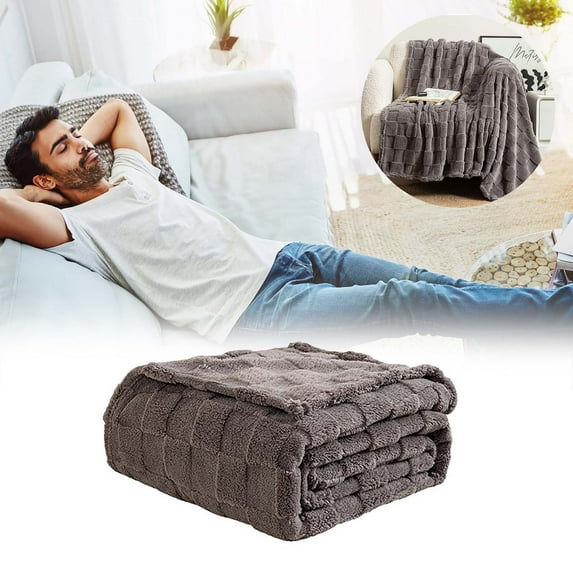 LiUMX Checkerboard Pattern Velvet Nap Blanket, Polyester Sofa Cover & Travel Throw, 50"x60" Lightweight, Washable for Home, Office, Car