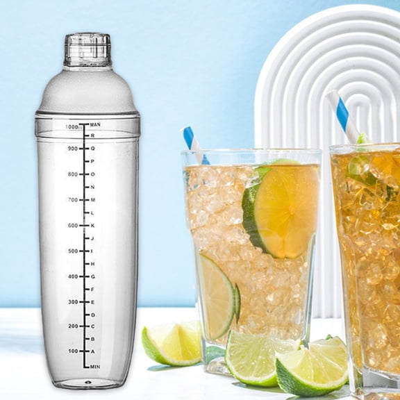 LiUMX Clear Plastic Cocktail Shaker with Measuring Scale | 3-Size Options for Bar Party & Home Use | ABS Material Leak-Proof Drink Mixers | 1-Piece Set