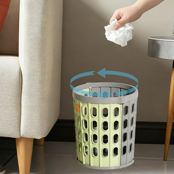 LiUMX Combination Trash Can Plastic 25.6x23cm Foldable 3-Section Waste Bin for Office Bathroom Kitchen Desk Side Storage