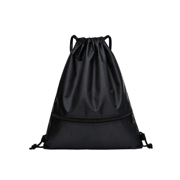 LiUMX Drawstring Sports Backpack With Front Zipper Pocket, Large Capacity Oxford Cloth Sack Bag, Water-Resistant Gym Basketball Storage Pack for Workout Travel Outdoor