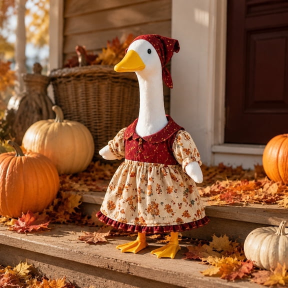 LiUMX Fall Floral Headscarf Dress Porch Clothing for 23-Inch Geese, Cloth Outdoor Themed Outfit with Playful Floral Print for Festive Gatherings and Casual Events