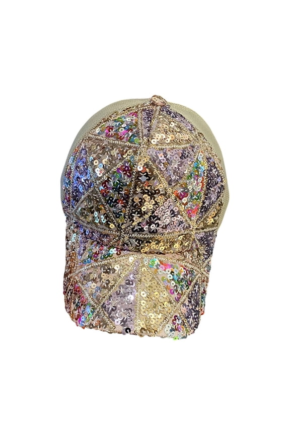 Glitter Sequin Baseball Cap for Women | Adjustable Mesh Back Hat with Bling Bling Rhinestones | Breathable Sun Hat for Party, Travel & Outdoor Activities | One Size Fits (56-62cm)