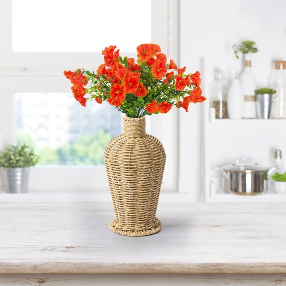 LiUMX Handwoven Rattan-Style Vase for Dried Flowers, Natural Texture Home Decoration Vase, Living Room Desktop & Bedside Table Decor, Lightweight and Shatterproof Design