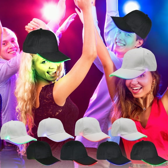 LiUMX LED Light Up Baseball Cap | Adjustable Glow Hat for Raves Festivals Parties | White or Black | Includes 1 Hat