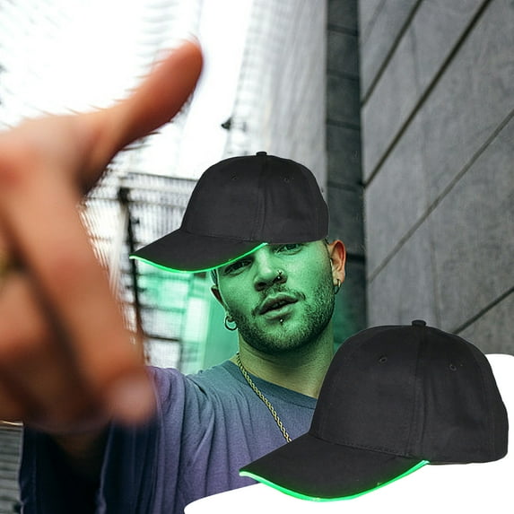 LiUMX LED Light Up Baseball Cap | Adjustable Glow Hat for Raves Festivals Parties | White or Black | Includes 1 Hat