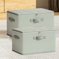 thumbnail image 1 of LiUMX Large Fabric Storage Box with Lid | Foldable Cloth Drawer Organizer for Home & Car | Stackable Wardrobe Storage Bin | 14.96x10.24x10.24 in & 17.72x11.81x11.81 in Sizes | Green, 1 of 5