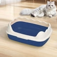 thumbnail image 1 of LiUMX Large Semi-Enclosed Cat Litter Box with High Sides & Scoop - 48x34x18cm Splash & Litter Proof Design, Includes Sifter & Hook, (Blue), 1 of 5